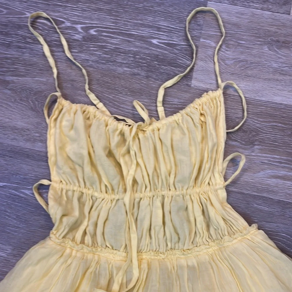 Free People Taking Sides Yellow Ruffled Mini Dress - Picture 4 of 16